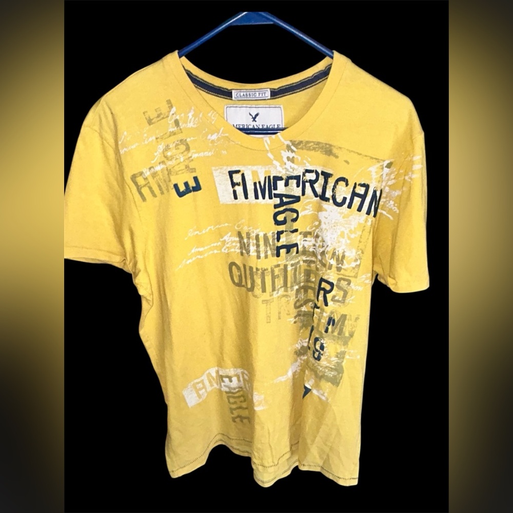 Vintage American Eagle Graphic Tee - Yellow - Classic Fit - Size Large